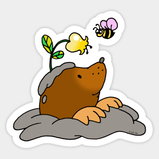 cute mole and honey bee Sticker